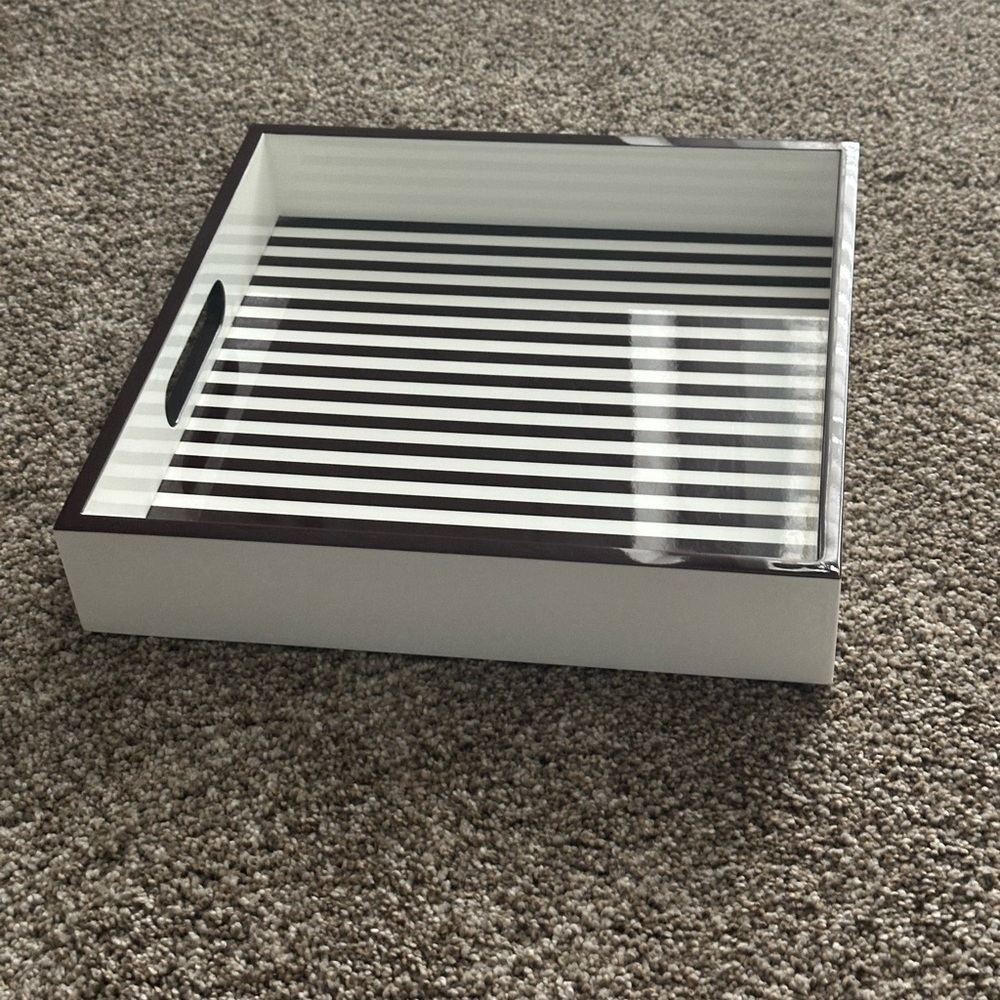 Henri Bendel RARE LIKE NEW Black and White Striped Tray - Picture 4 of 9